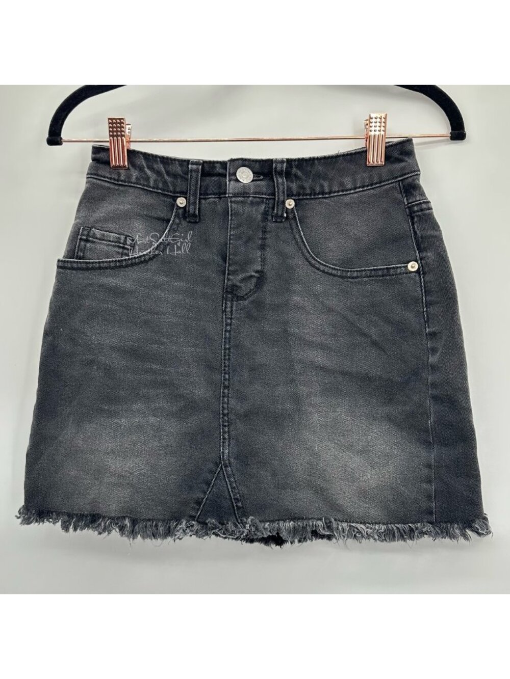 Wild Fable Black Denim Skirt Raw Hem Size 25